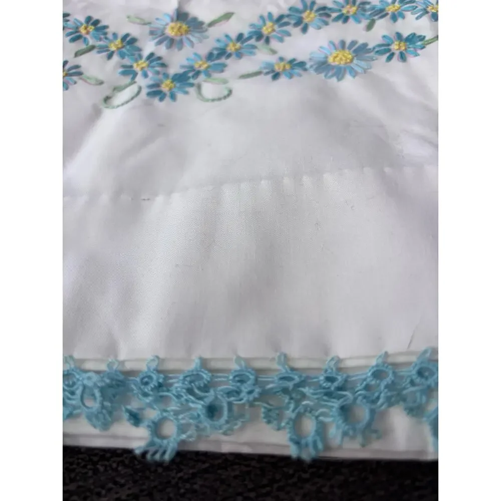 Embroidered King Size Pillowcase Floral Cottagecore Fairy Cottage Chic Shabby